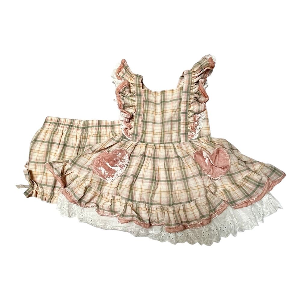 Love & Grow Spring Plaid Pinafore Dress Size 3T